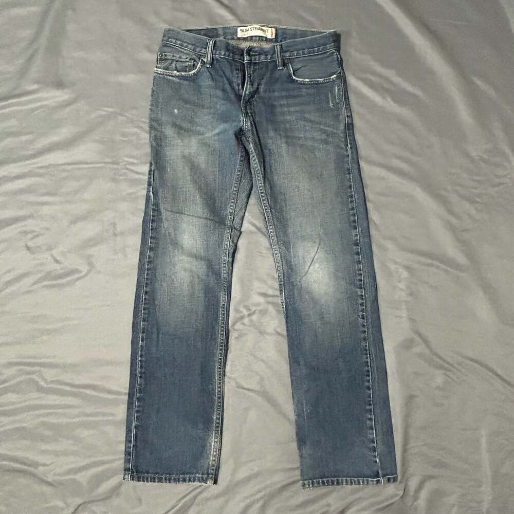 Levi's Slim Straight Jeans Blue Denim Distressed
